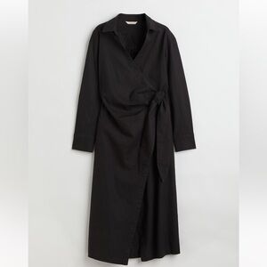 H&M linen blend shirt wrap dress